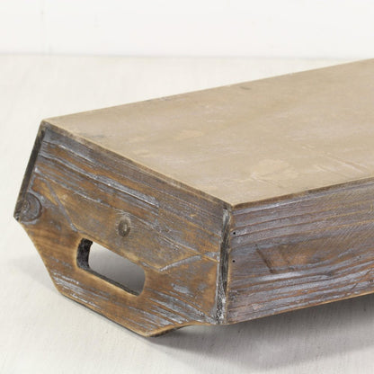 Dark Brown Finish Wood Serving Tray With Handles