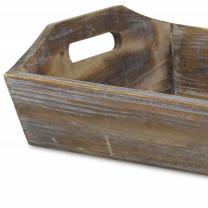 Dark Brown Finish Wood Serving Tray With Handles