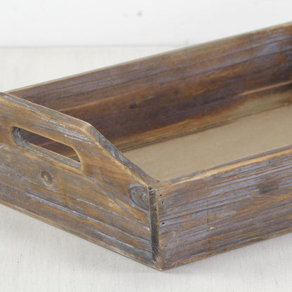 Dark Brown Finish Wood Serving Tray With Handles