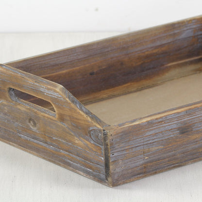 Dark Brown Finish Wood Serving Tray With Handles