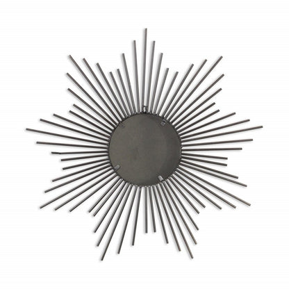 32" Silver Metal Sunburst Framed Accent Mirror