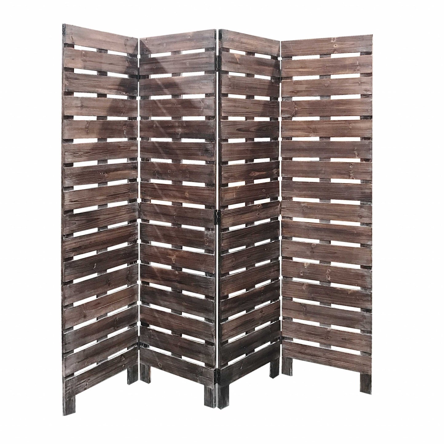 72" Brown Folding Four Panel Screen Room Divider