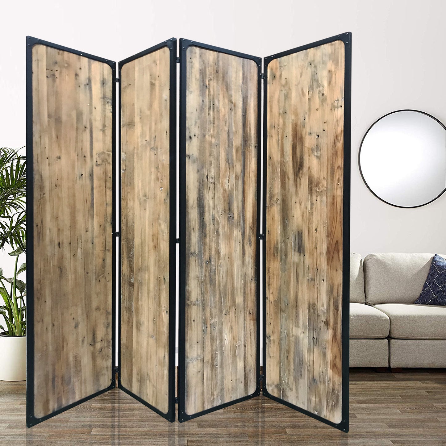 4 Panel Brown Room Divider