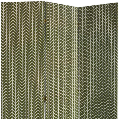 71" Green Fabric Folding Three Panel Screen Room Divider