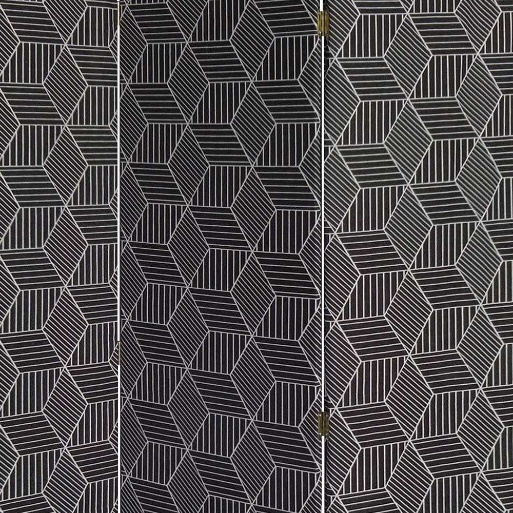 3 Panel Black Soft Fabric Finish Room Divider