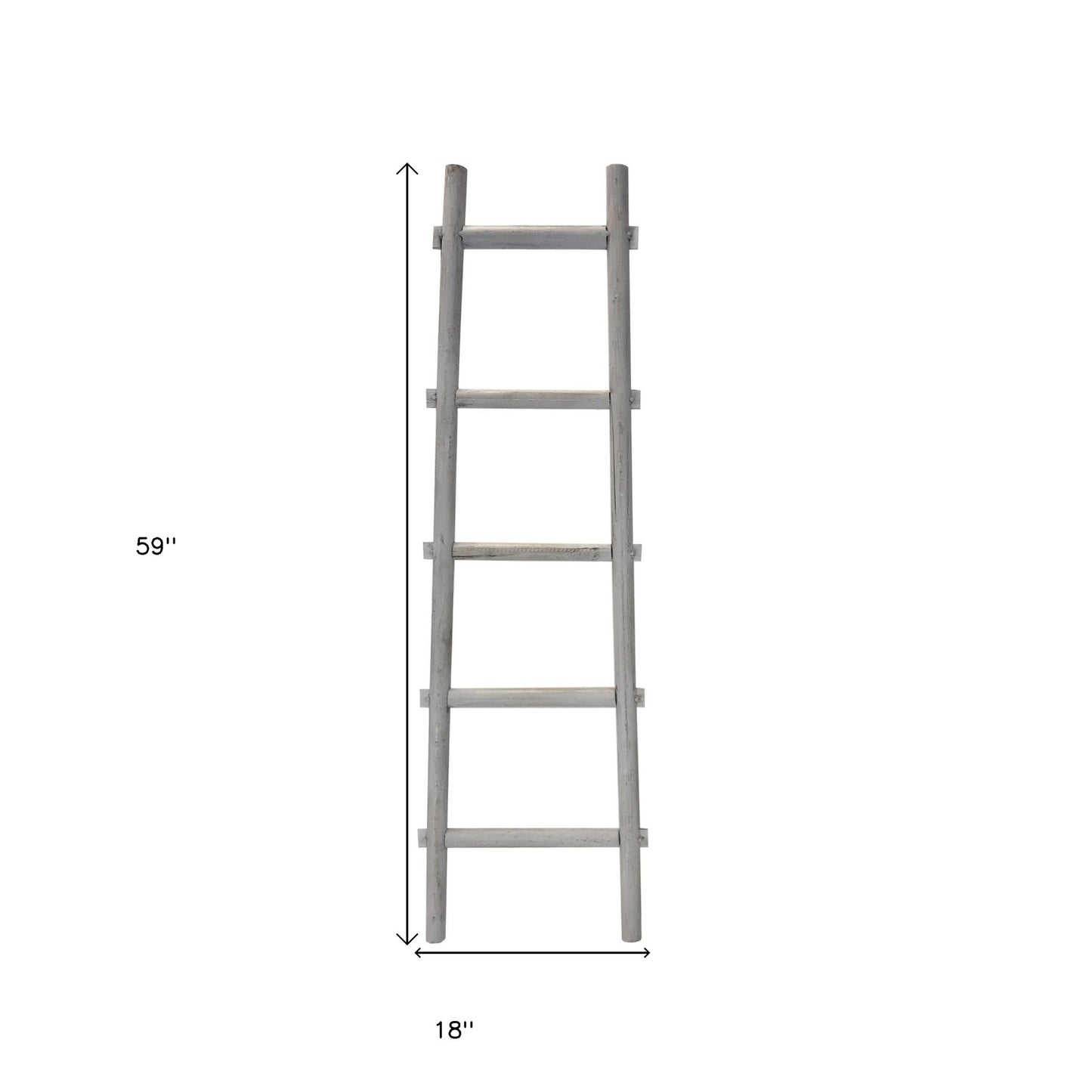 59" X 18" X 2" White Decorative Ladder Shelve