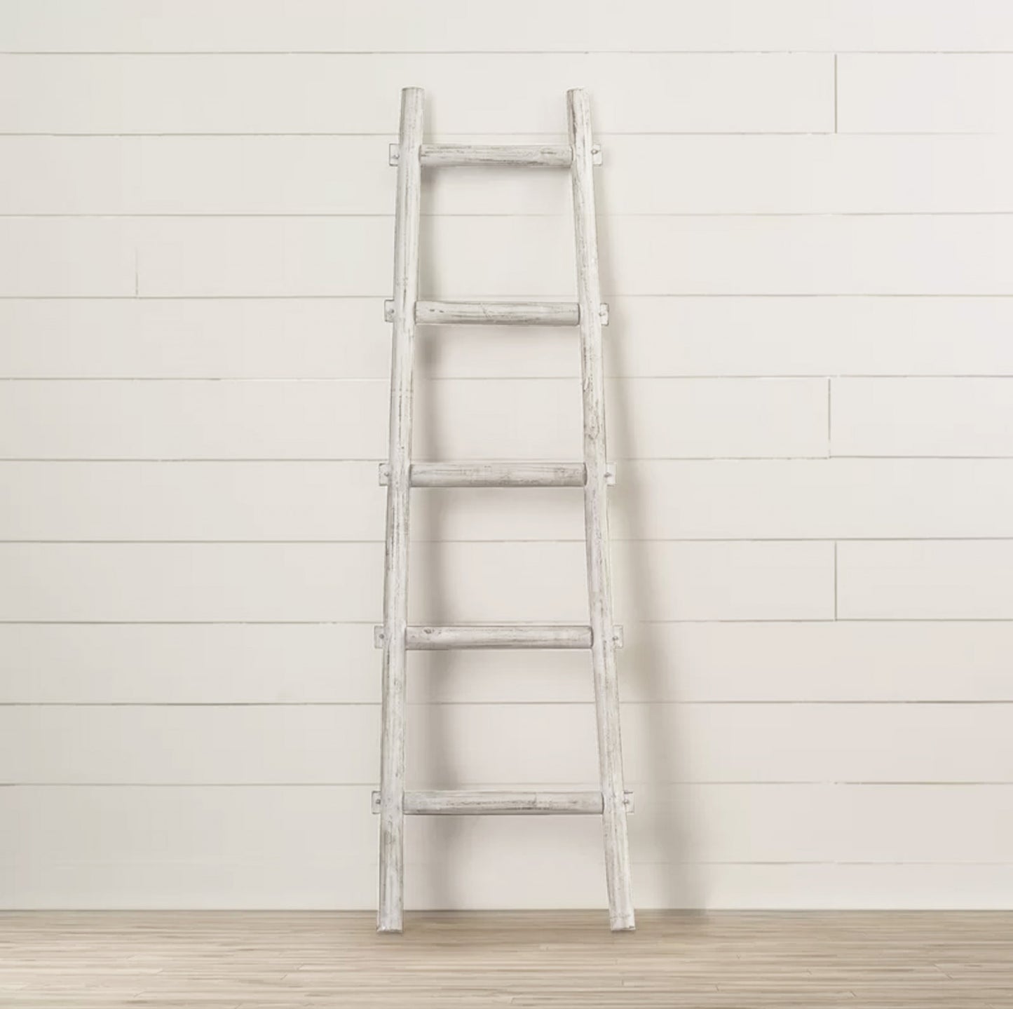 59" X 18" X 2" White Decorative Ladder Shelve