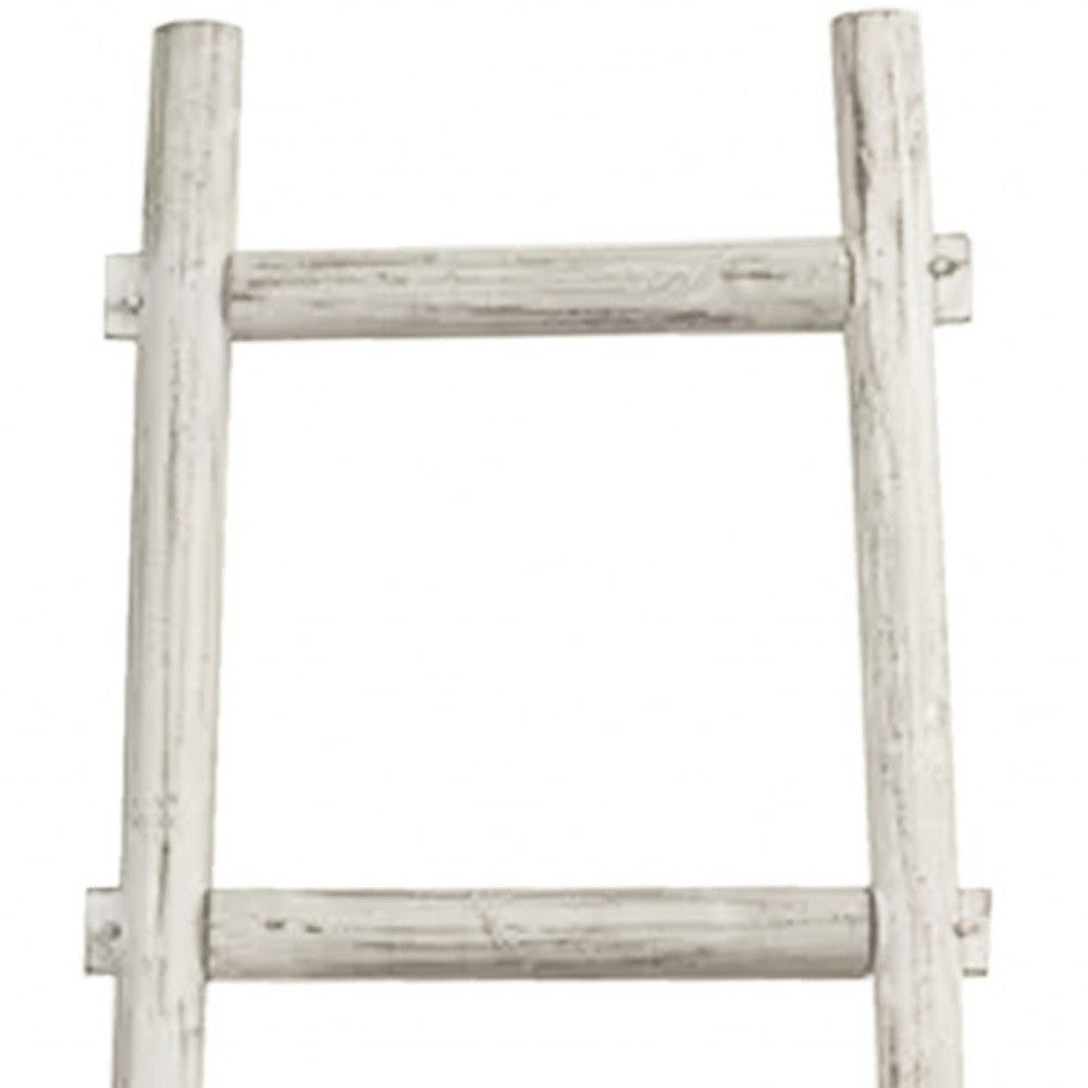 59" X 18" X 2" White Decorative Ladder Shelve