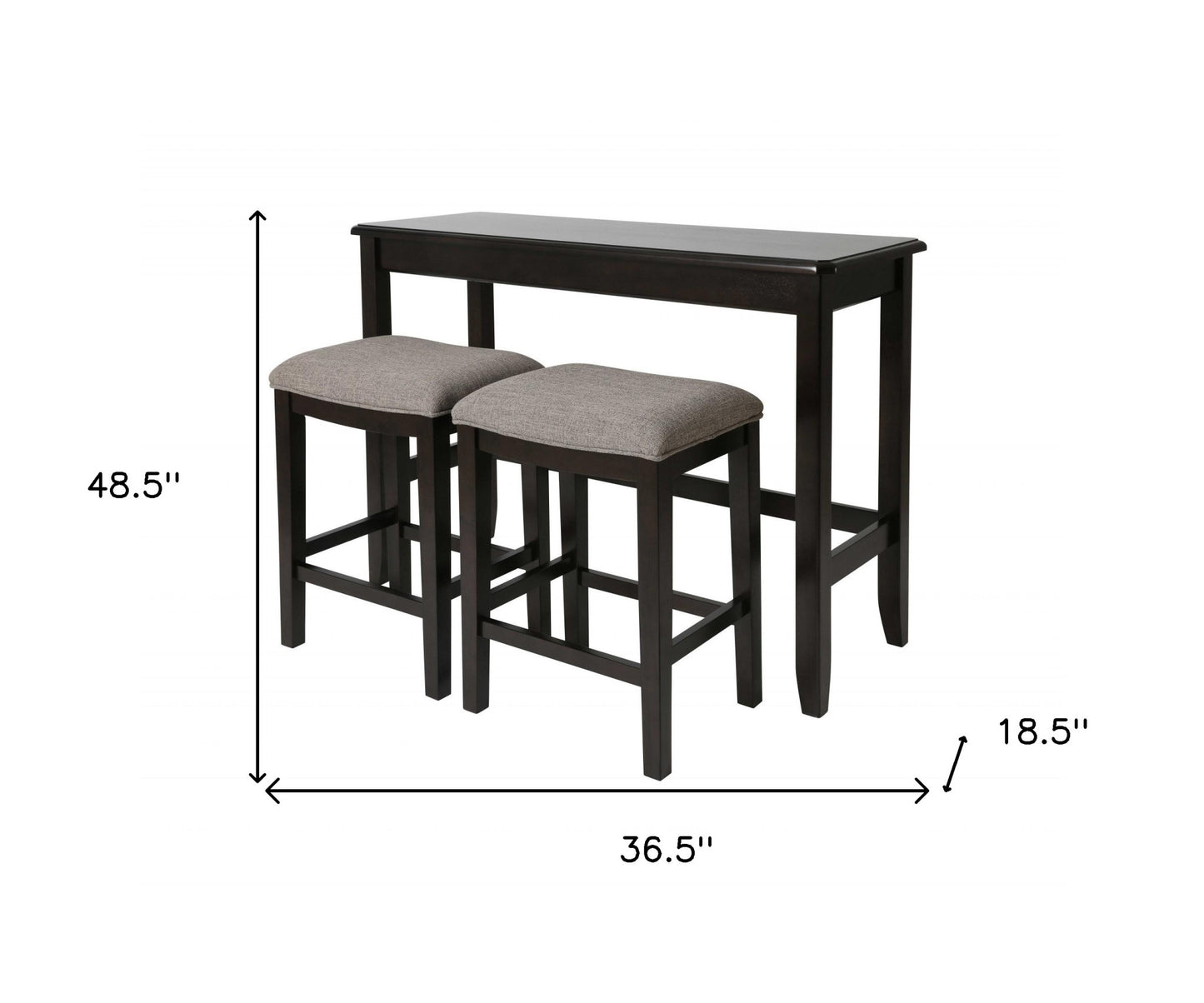 27" Light Gray And Dark Brown Upholstered And Solid Wood Backless Bar Chair