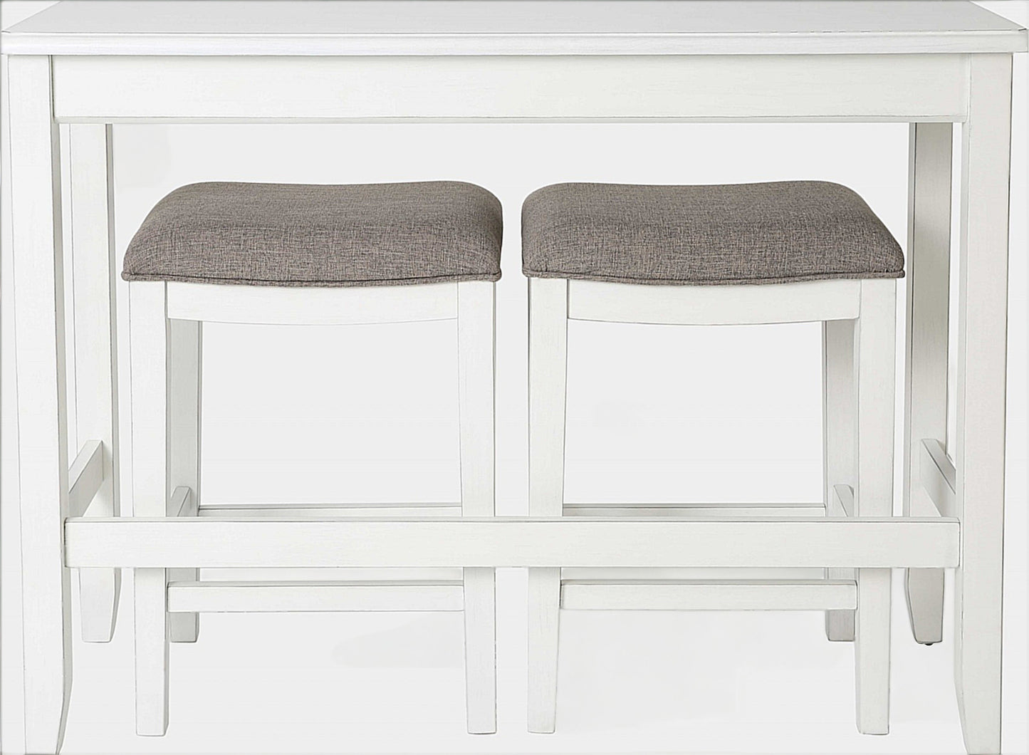24" Light Gray And White Solid Wood Backless Bar Chair