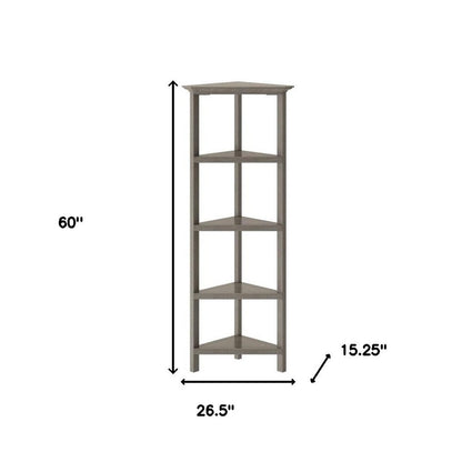 Gray Solid Wood Corner Bookcase