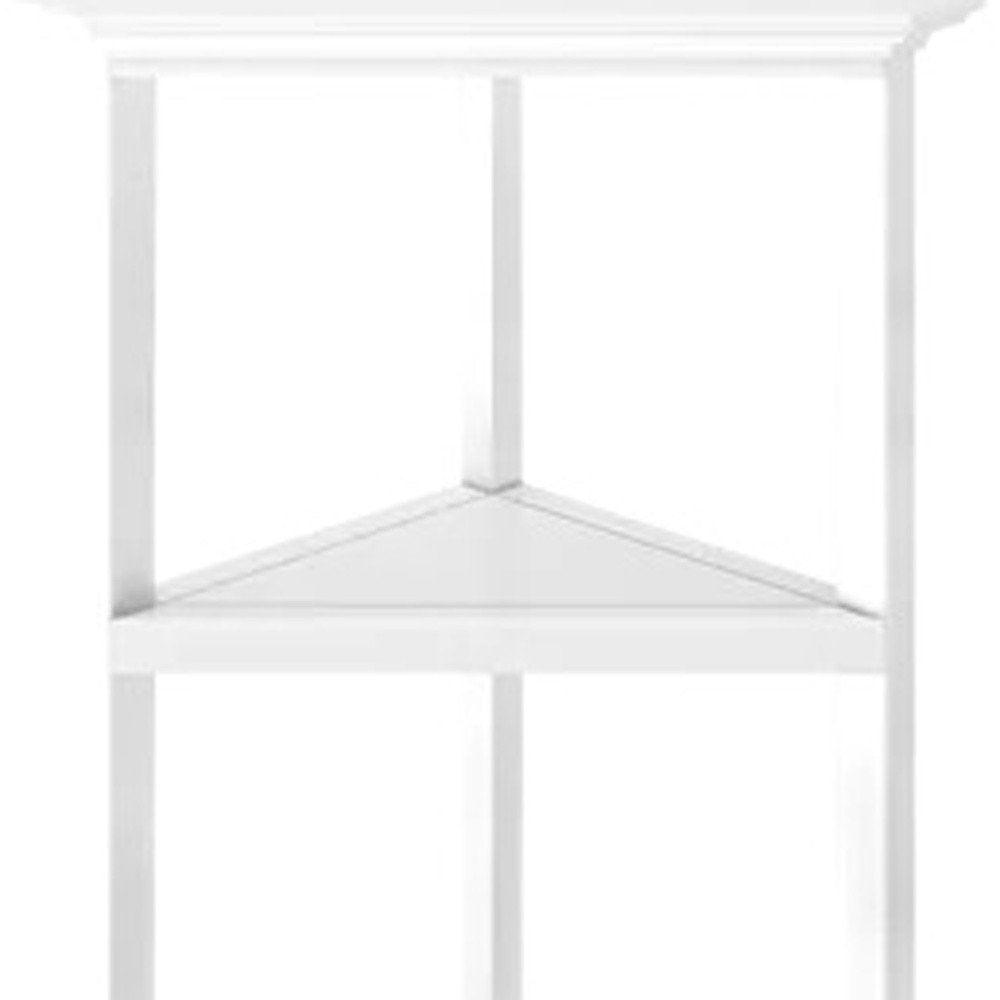 White Solid Wood Corner Bookcase