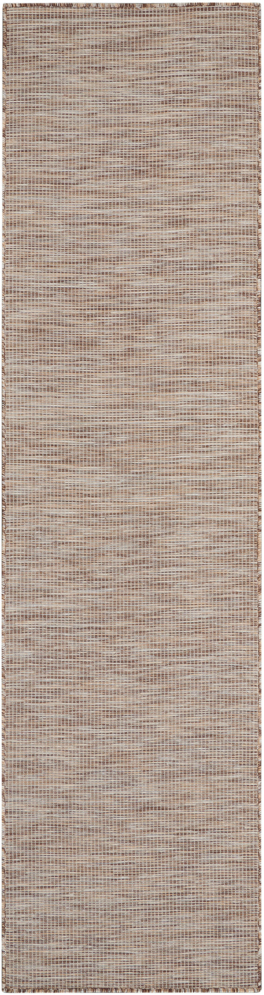 Neutral beige-brown woven runner rug with subtle grid texture and natural fiber look; long rectangular floor runner.