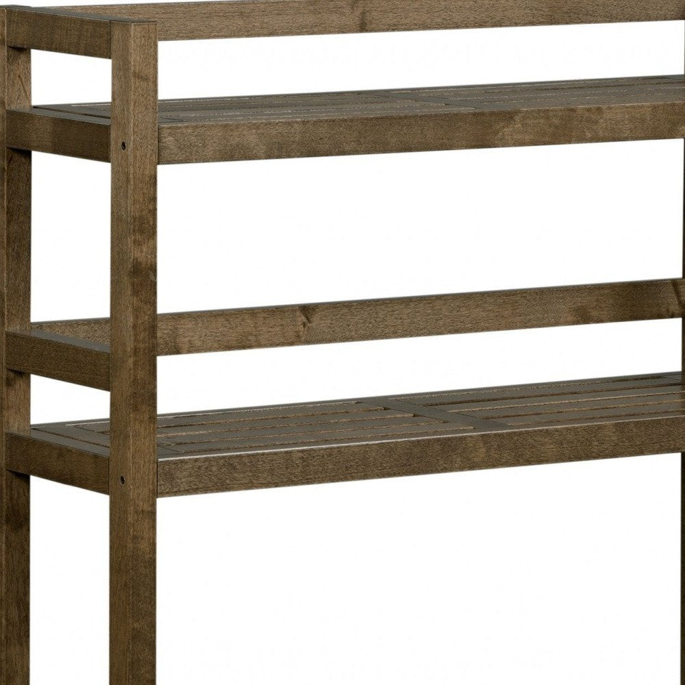 48" Chestnut Solid Wood Two Tier Over Toilet Organizer