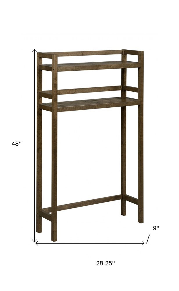 48" Chestnut Solid Wood Two Tier Over Toilet Organizer