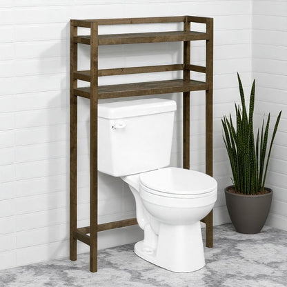 48" Chestnut Solid Wood Two Tier Over Toilet Organizer