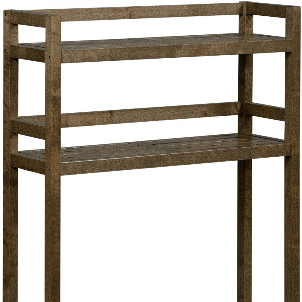 48" Chestnut Solid Wood Two Tier Over Toilet Organizer