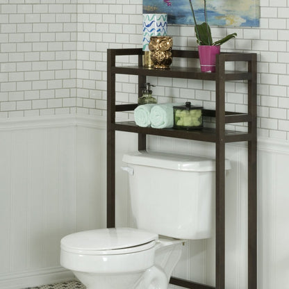 48" Espresso Solid Wood Two Tier Over Toilet Organizer