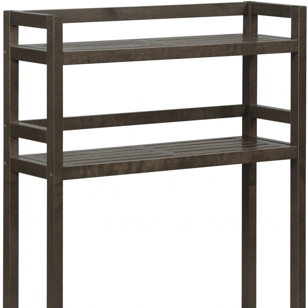48" Espresso Solid Wood Two Tier Over Toilet Organizer