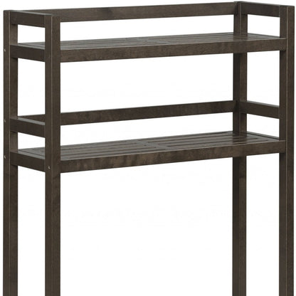 48" Espresso Solid Wood Two Tier Over Toilet Organizer