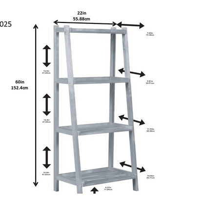 Espresso Solid Wood Ladder Bookcase