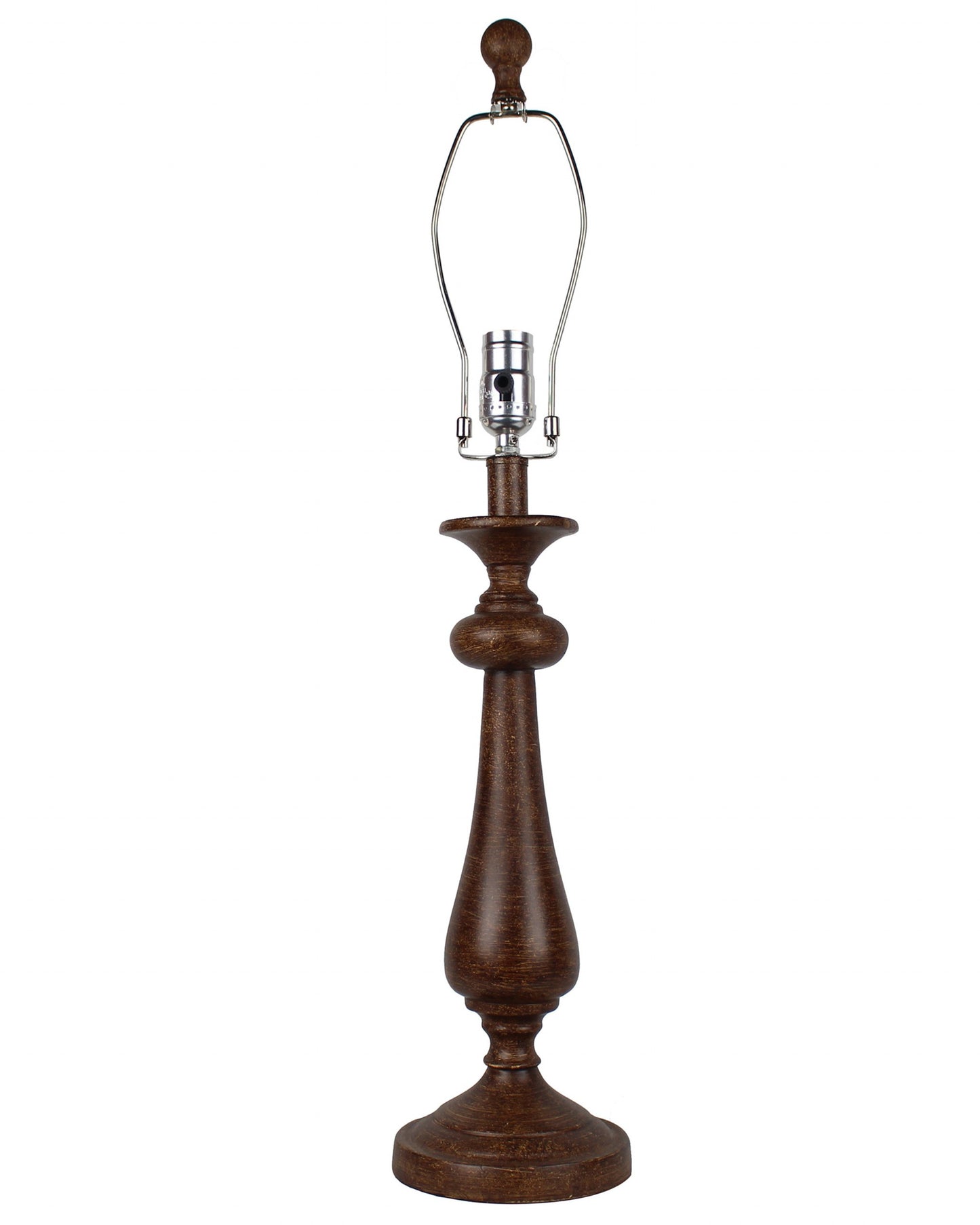 27" Distressed Brown Candlestick Lamp Base