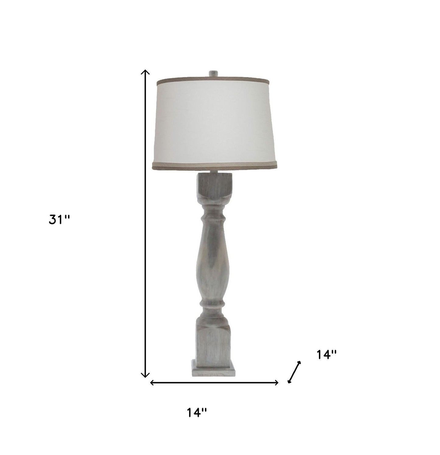 31" Washed Brown Standard Table Lamp With White Shade