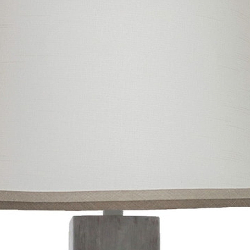 31" Washed Brown Standard Table Lamp With White Shade