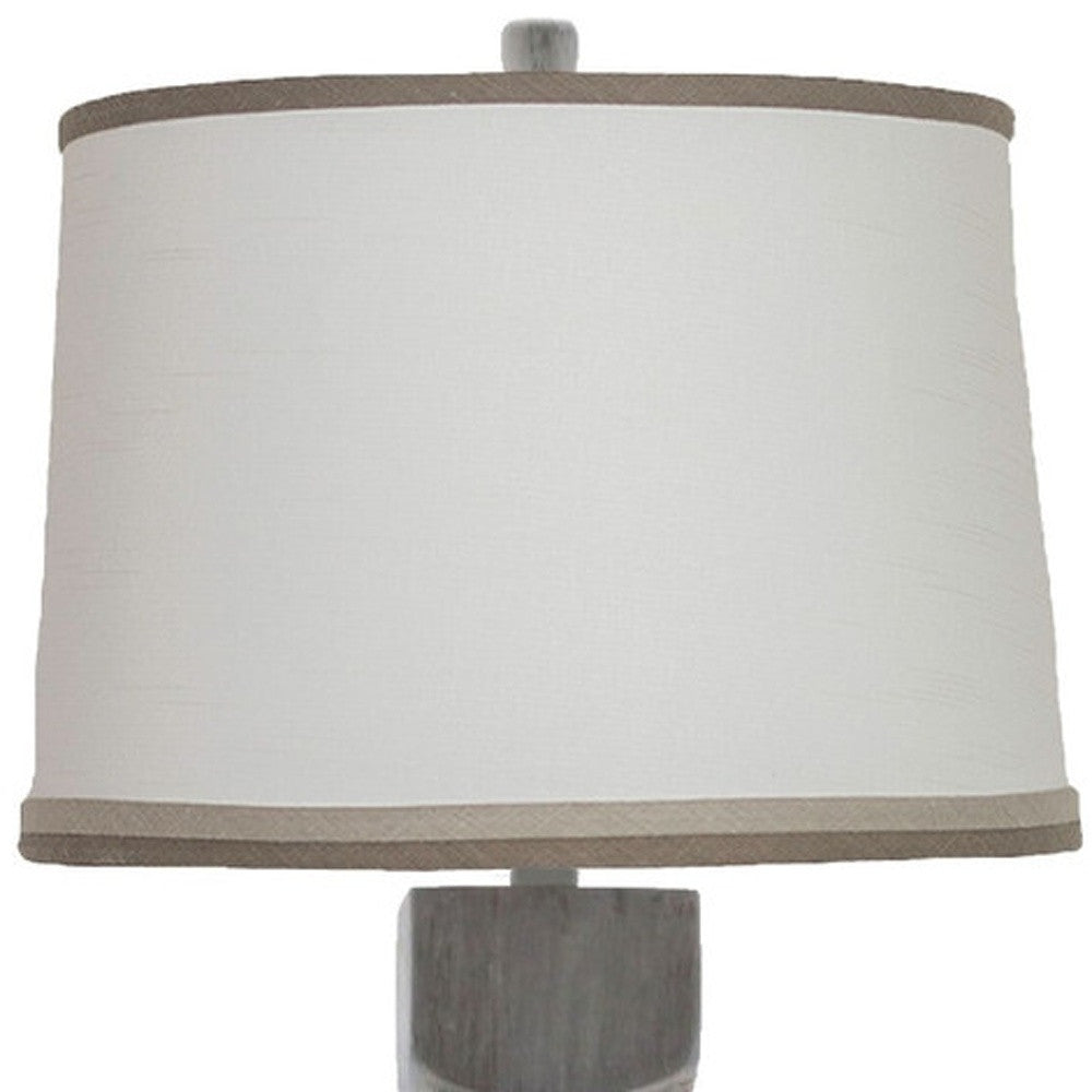 31" Washed Brown Standard Table Lamp With White Shade