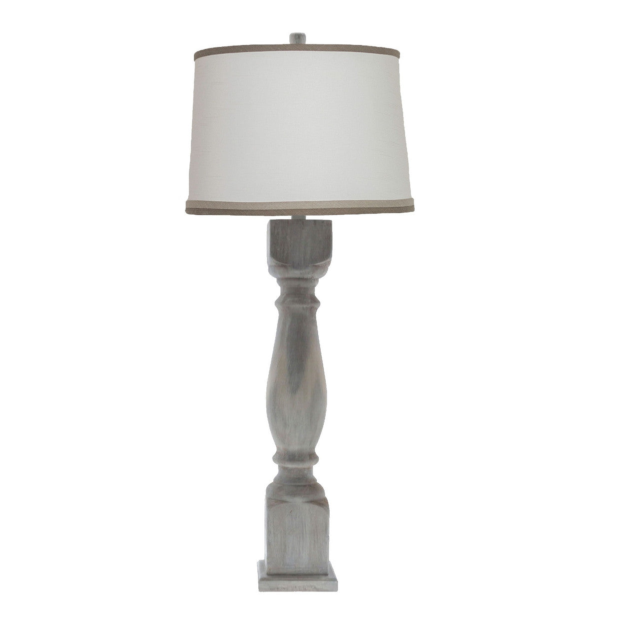 31" Washed Brown Standard Table Lamp With White Shade