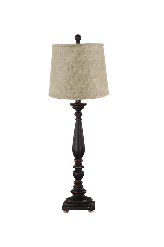32" Black Table Lamps With Natural Empire Shade