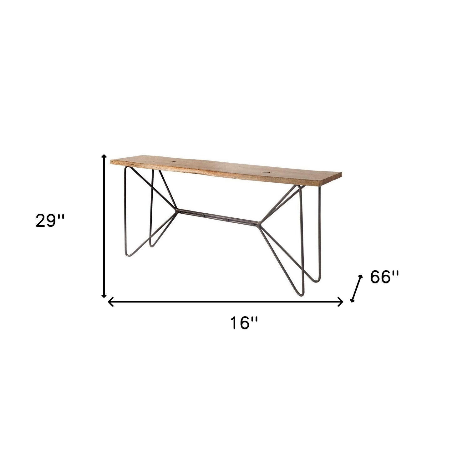 16" Brown Solid Wood 4 Legs Console Table