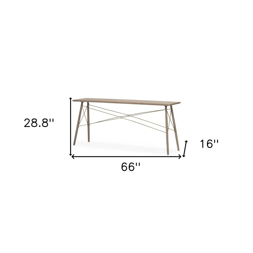 66" Brown Solid Wood Console Table
