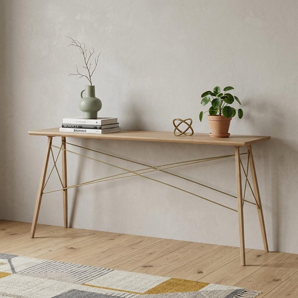 66" Brown Solid Wood Console Table