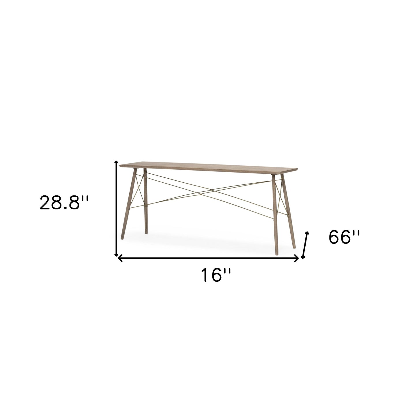 16" Brown Solid Wood 4 Legs Console Table