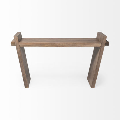 60" Brown Solid Wood Slanted Base Console Table