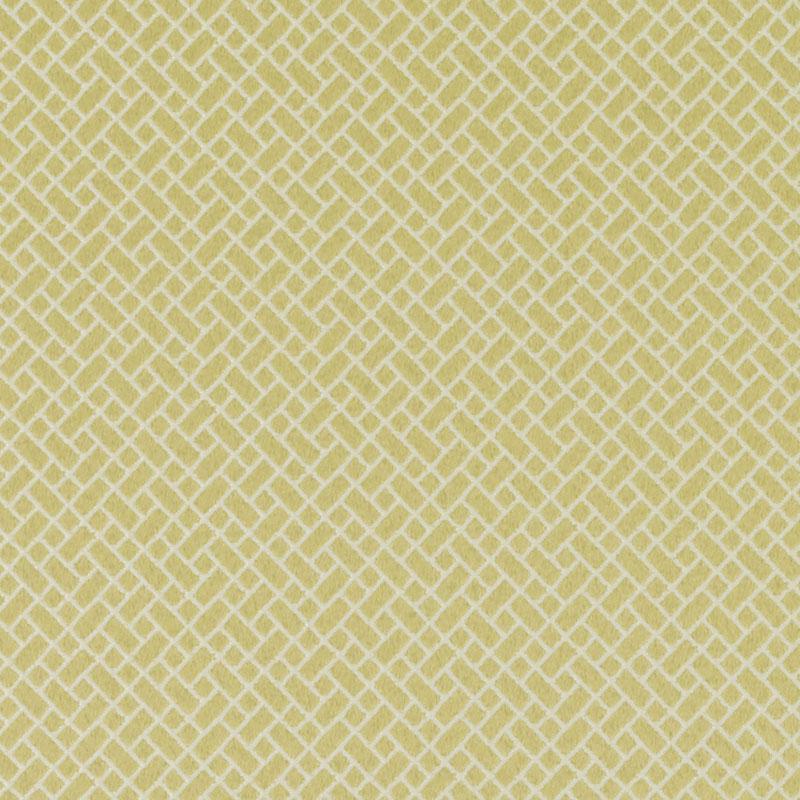 Pale yellow and cream lattice-weave upholstery fabric with an interlocking rectangular geometric pattern.