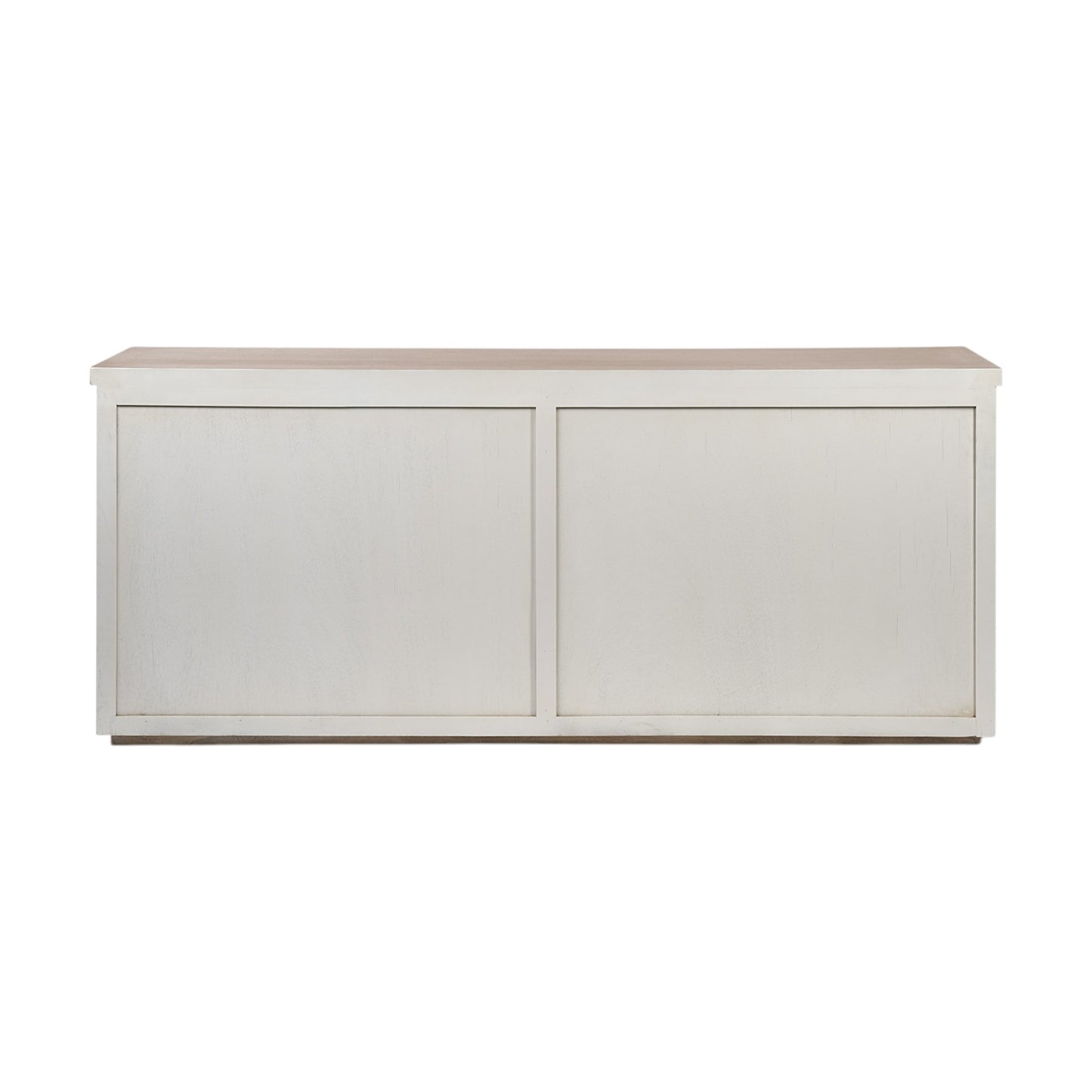 73" Brown and White Solid Wood Sideboard with Four Doors