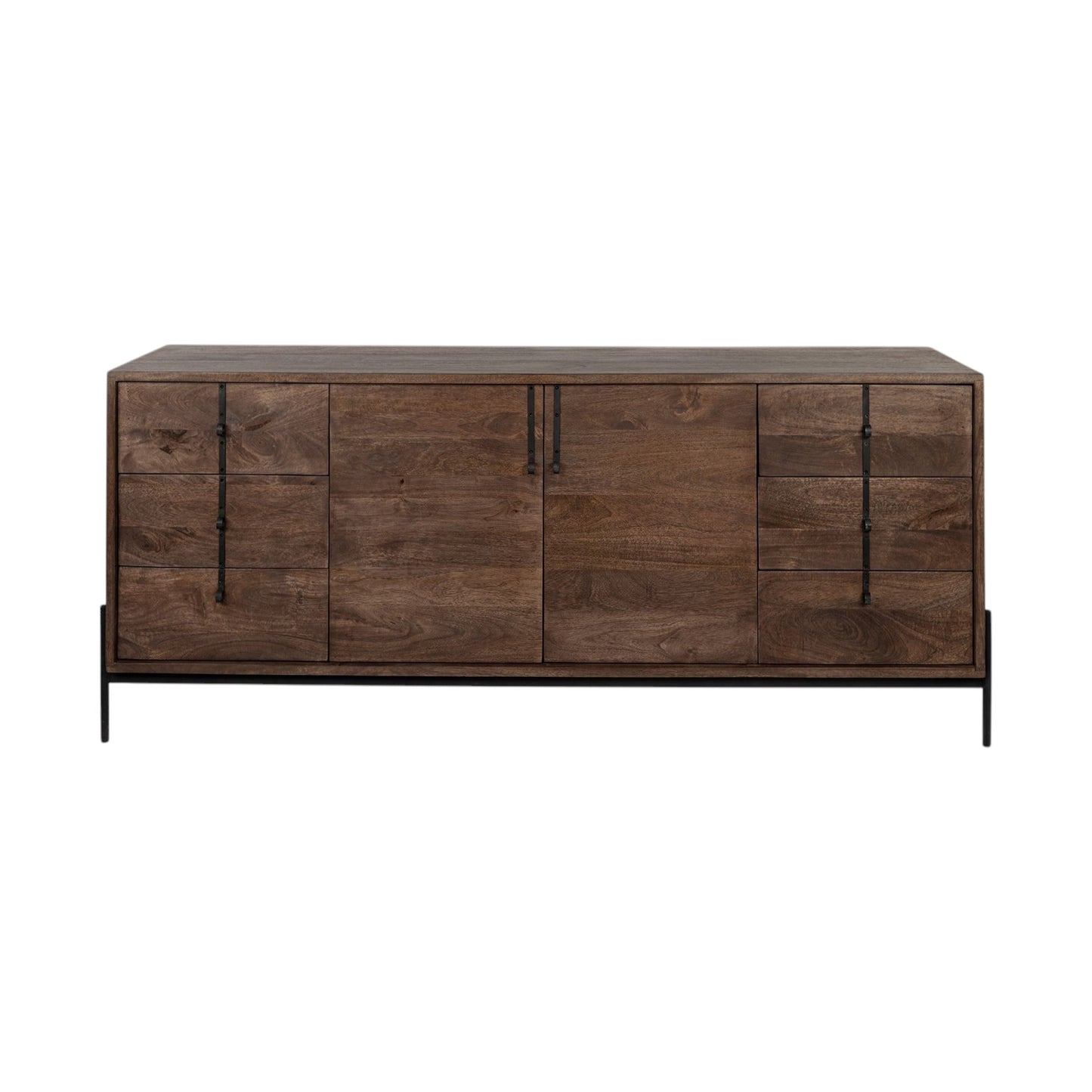 72" Brown Solid Wood Six Drawer Sideboard with Two Doors