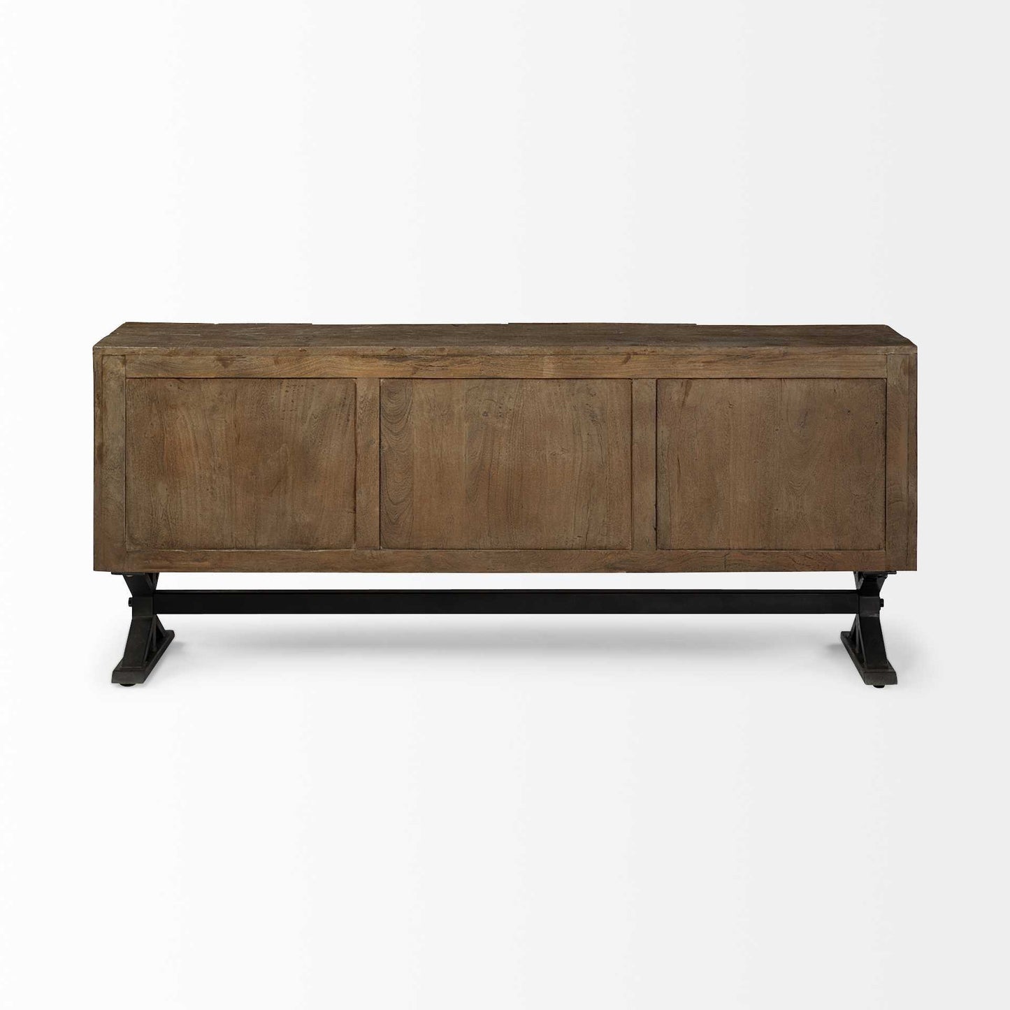 18" Brown Solid Wood Sideboard with Four Doors