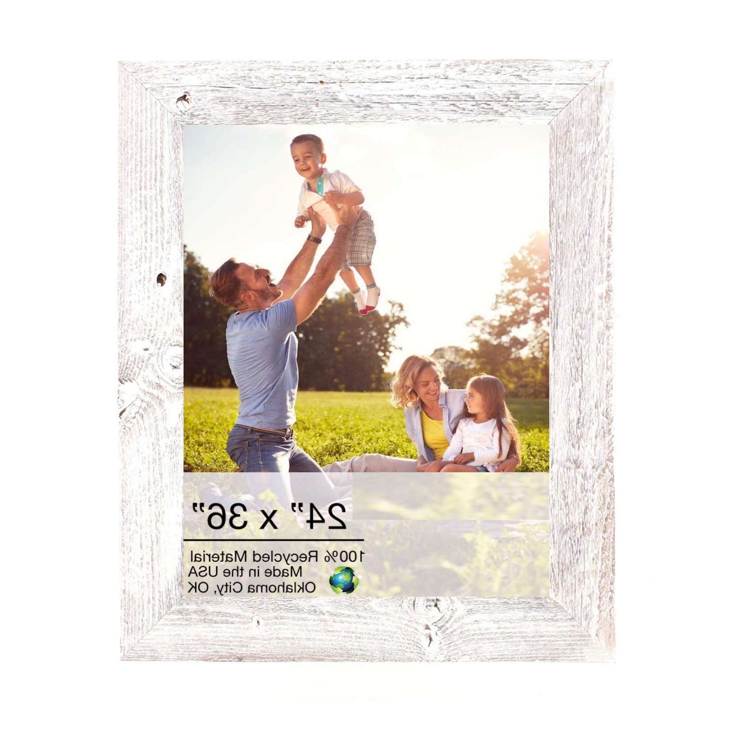 24X36 Rustic White Washed Picture Frame With Plexiglass Holder