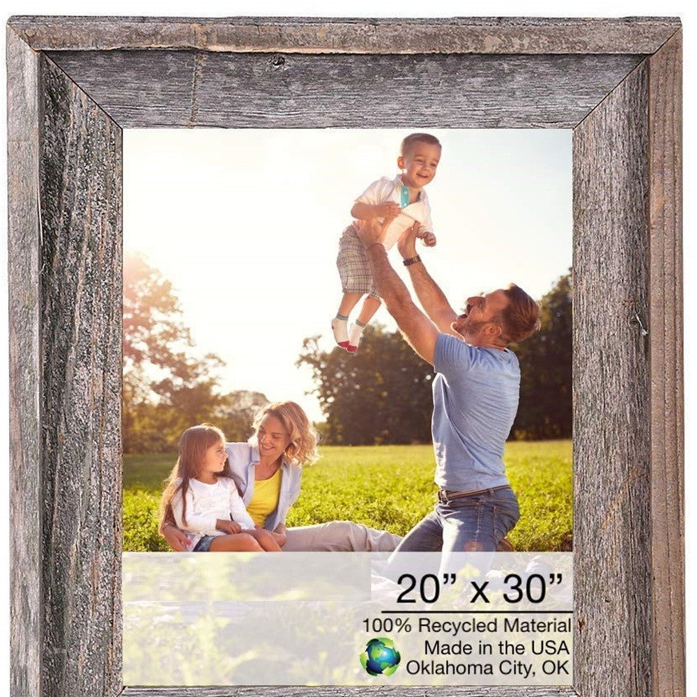20X30 Natural Weathered Grey Picture Frame With Plexiglass Holder