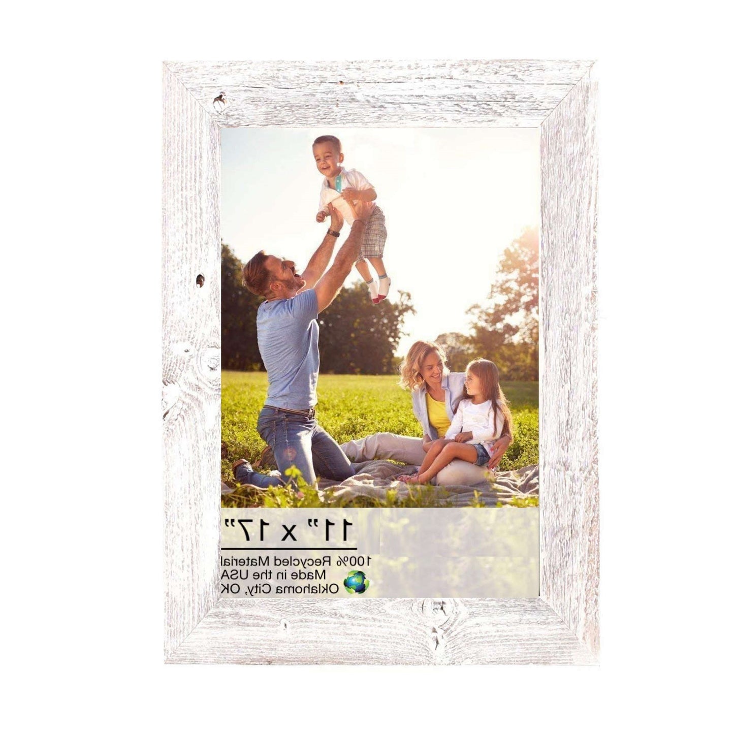 11X17 Rustic White Washed Picture Frame With Plexiglass Holder