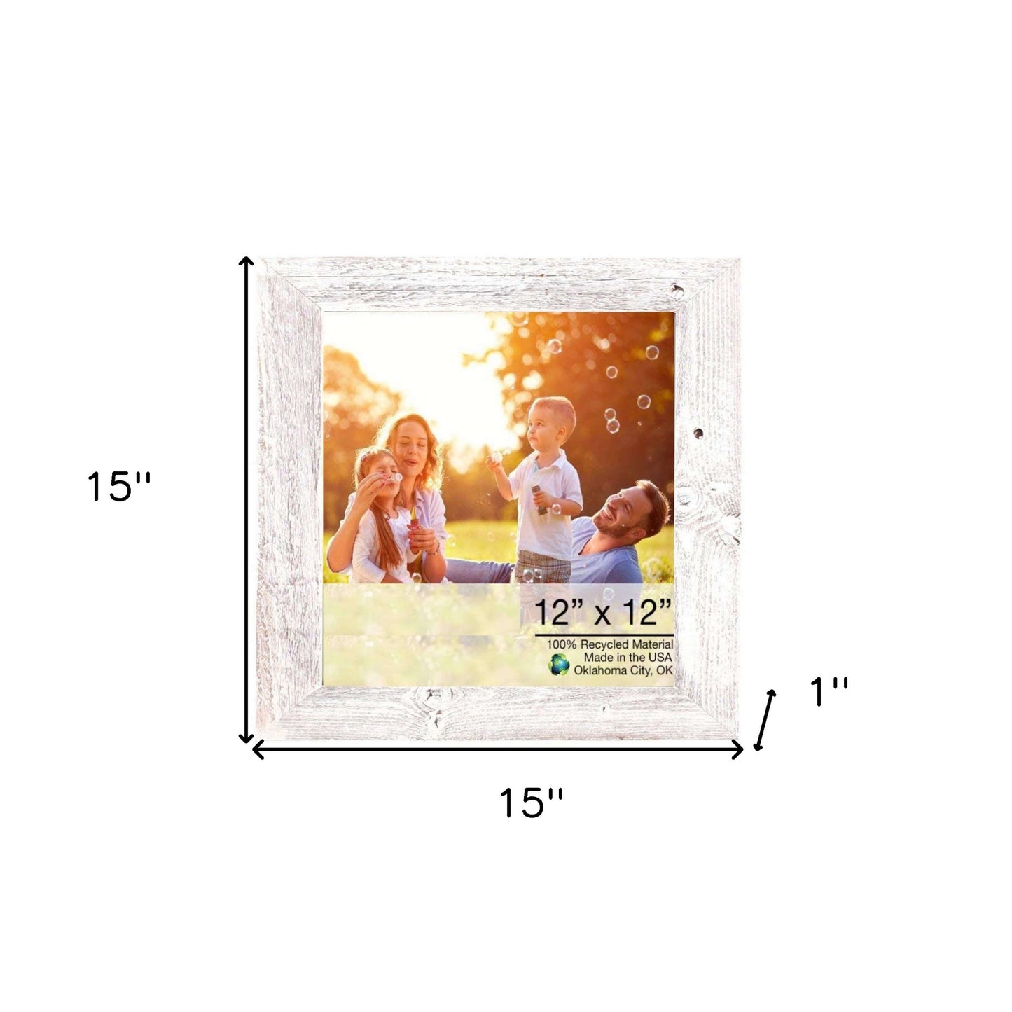 12X12 Rustic White Washed Picture Frame With Plexiglass Holder
