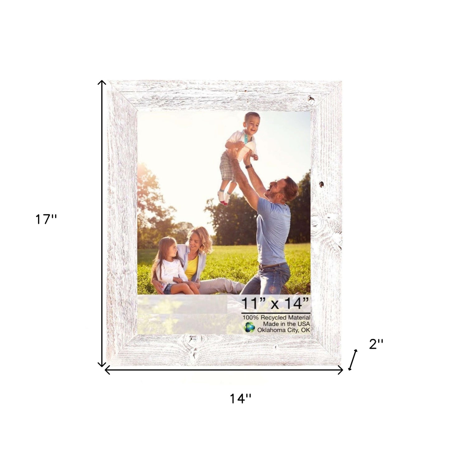 11X14 Rustic White Washed Picture Frame With Plexiglass Holder