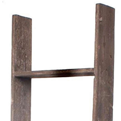 57" Brown Rustic Five Step Wood Ladder Shelf