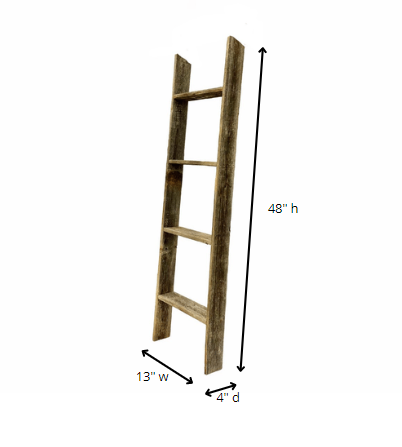 4 Step Rustic Black Wood Ladder Shelf