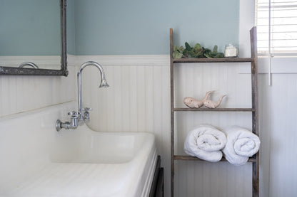 60" Gray Rustic Five Step Wood Ladder Shelf