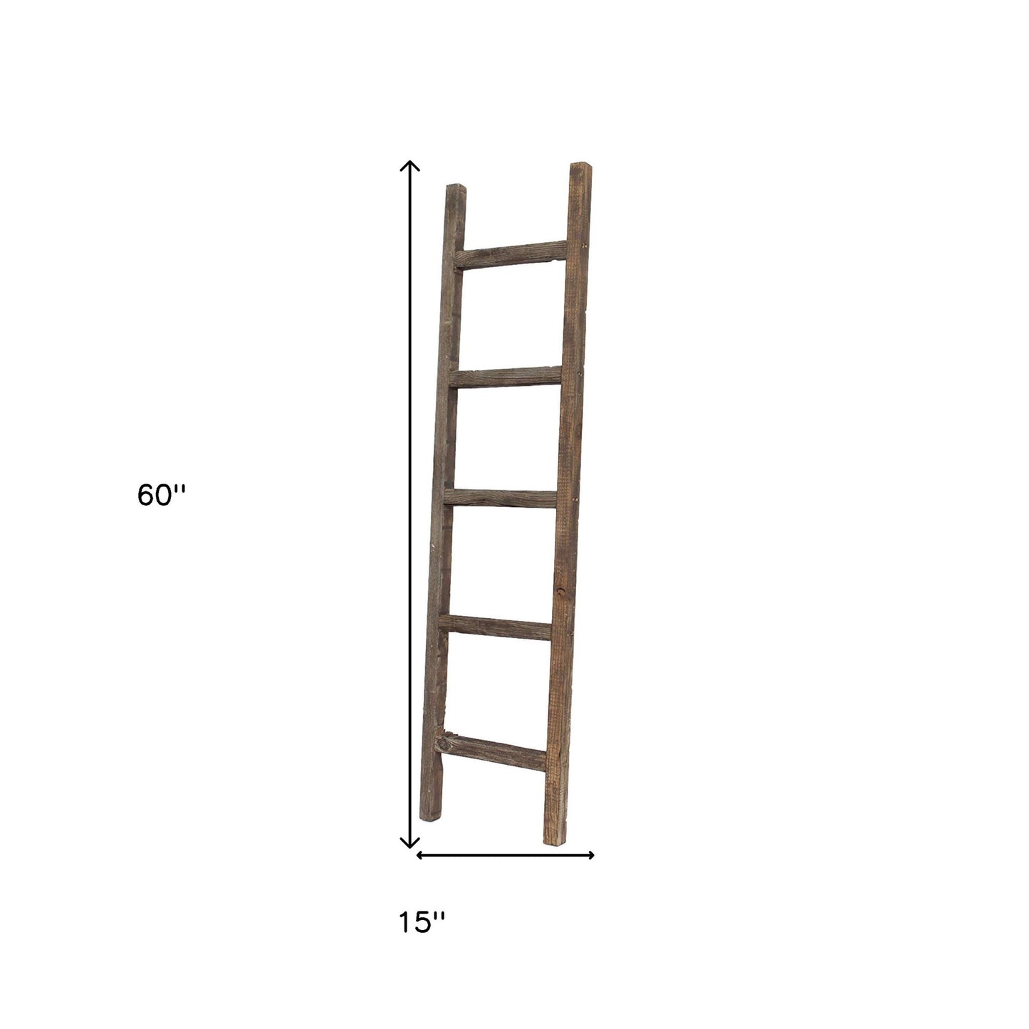 5 Step Rustic Espresso Gray Wood Ladder Shelf