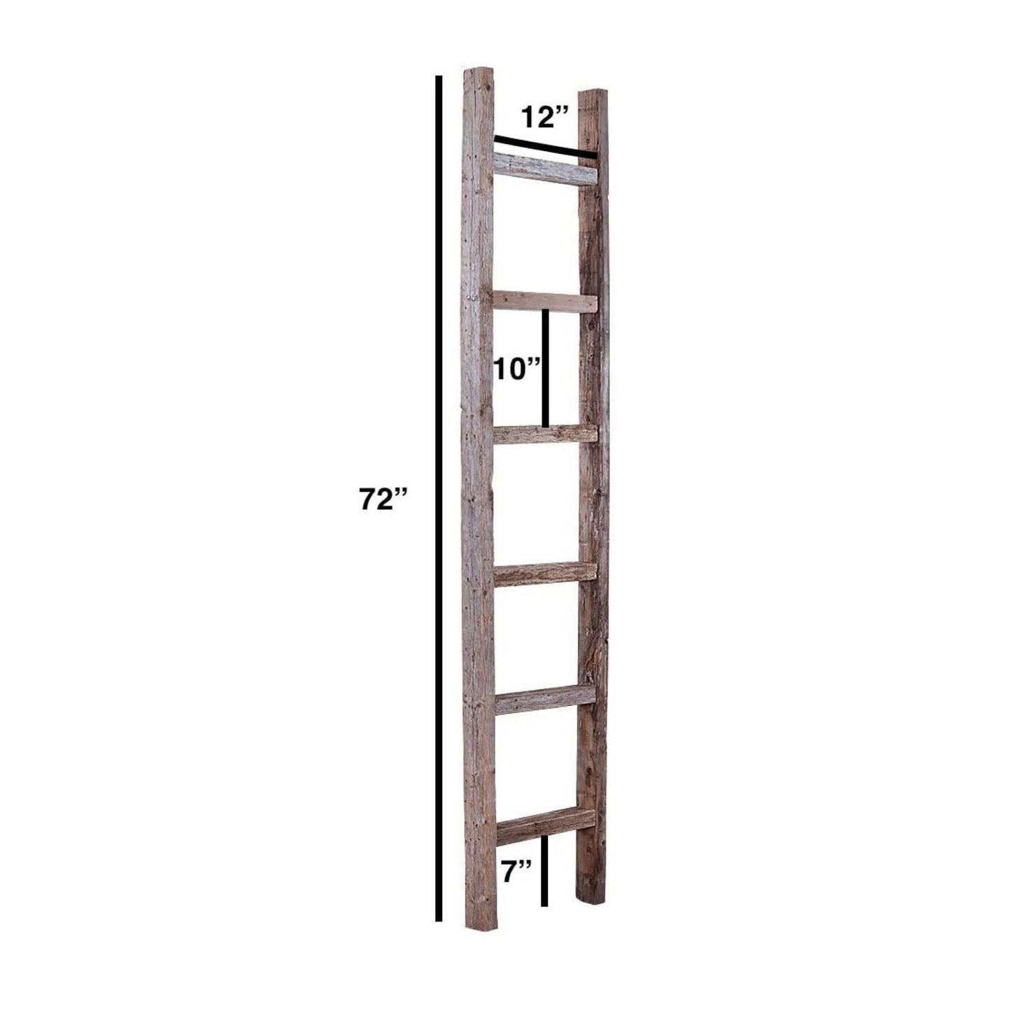 72" Gray Rustic Seven Step Wood Ladder Shelf